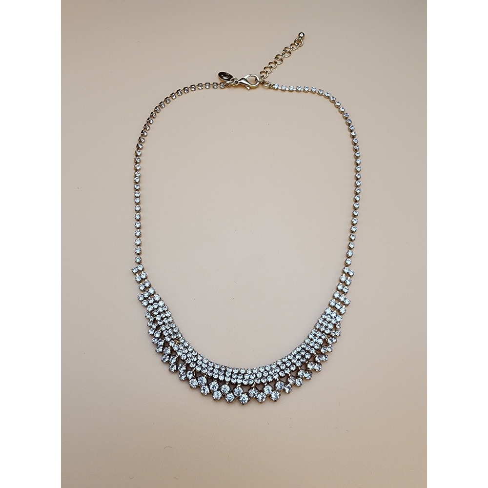 CHARMING CHARLIE Signed Rhinestone Encrusted Gold Tone Necklace FREE $HIPPING!!